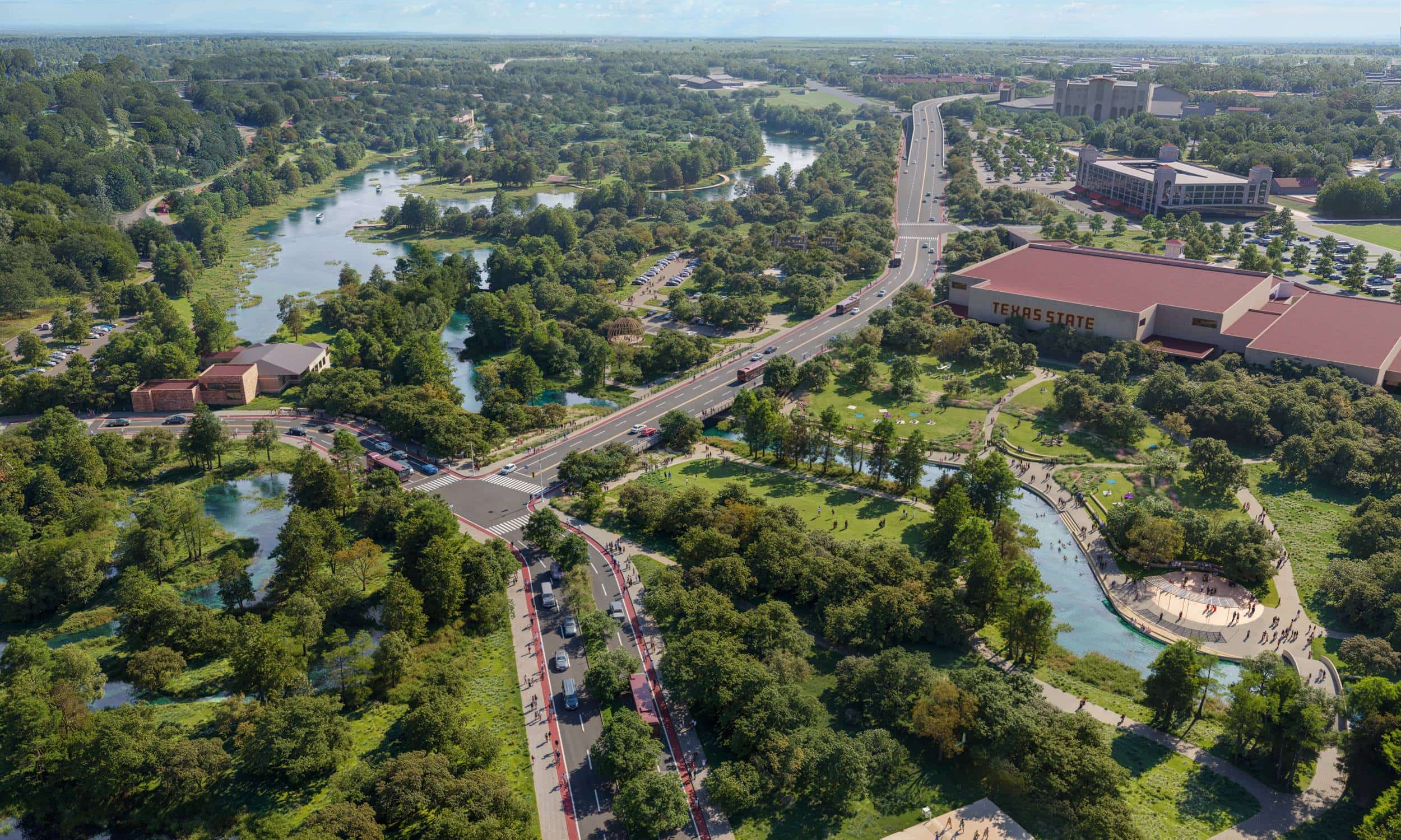 Phối cảnh khuôn viên Texas State theo quy hoạch 2025–2035